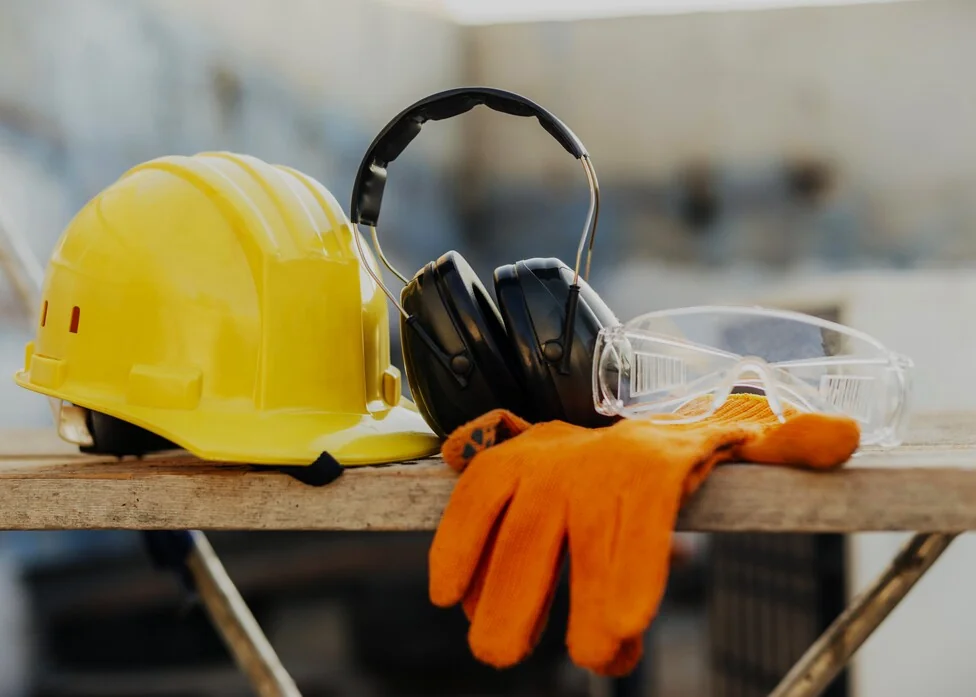 Kask, okulary ochronne i ochronniki słuchu